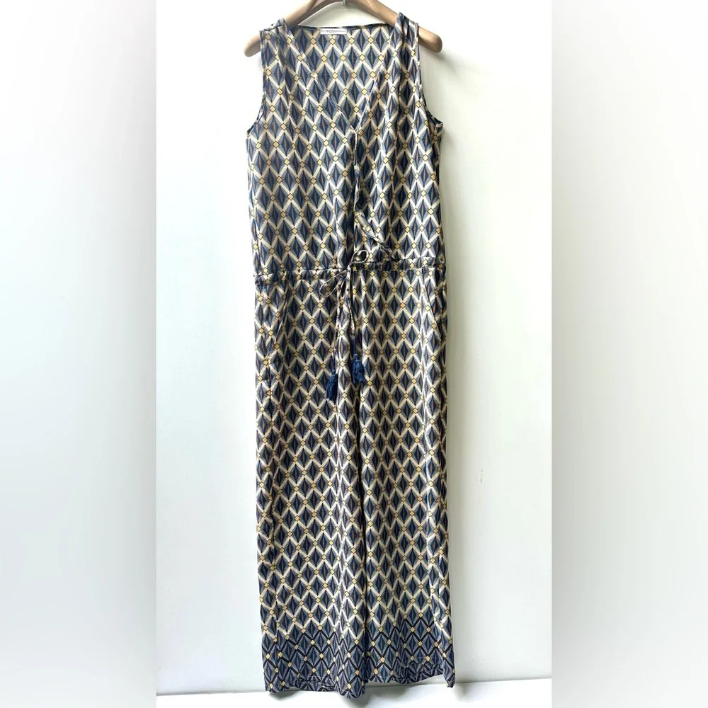 Motivi Jumpsuit Blue and Gold Patterned Jumpsuit, 2